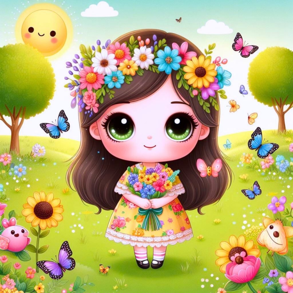 Cute Girl Photo Cartoon