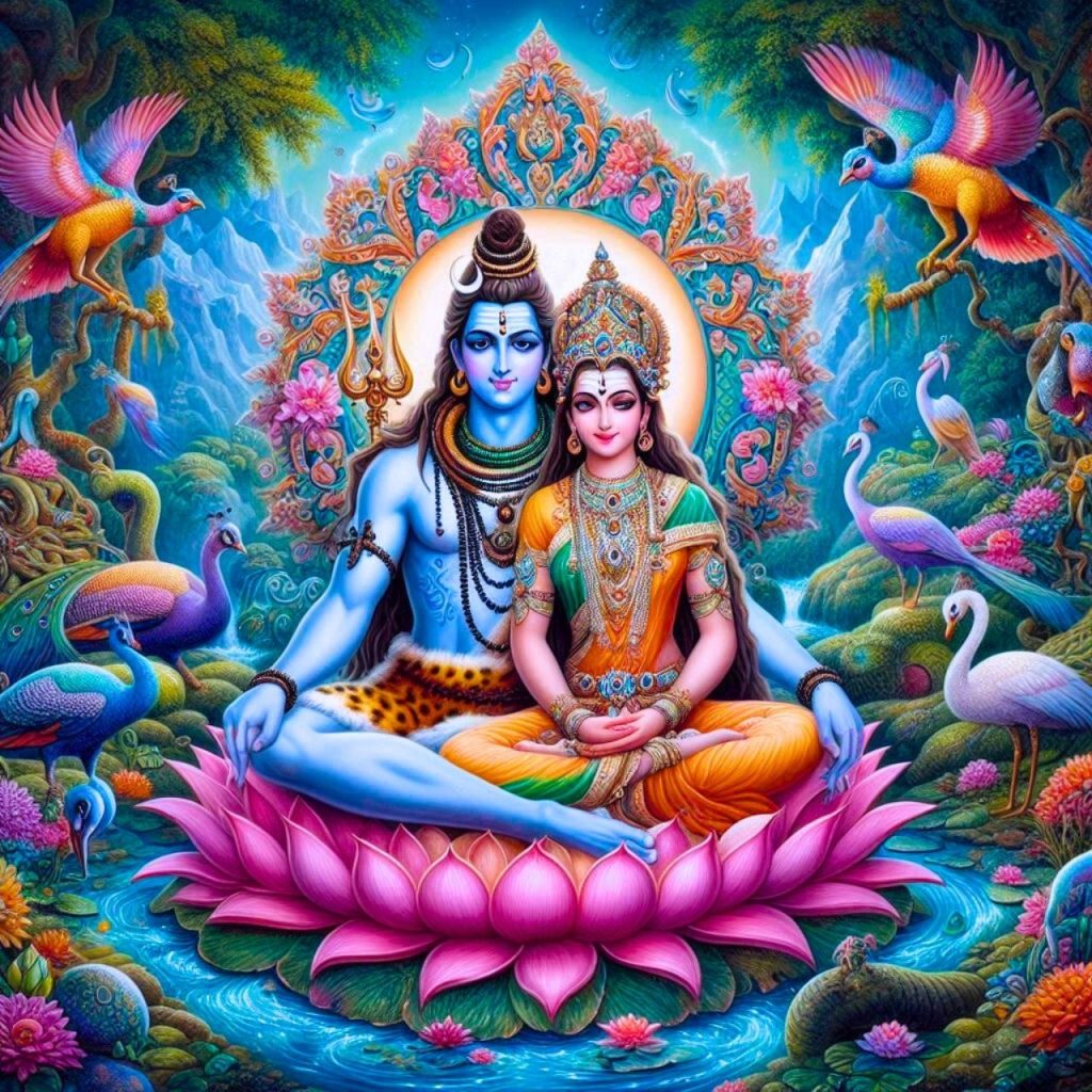 Shiva And Parvati Drawing